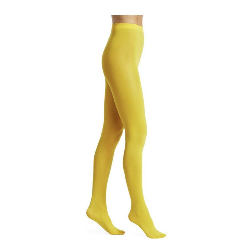 Wolford Yellow Velvet De Luxe 50 Tights 10687 Size Medium NWT